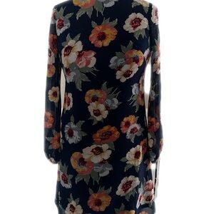Chaps Navy Floral Long Sleeve Dress